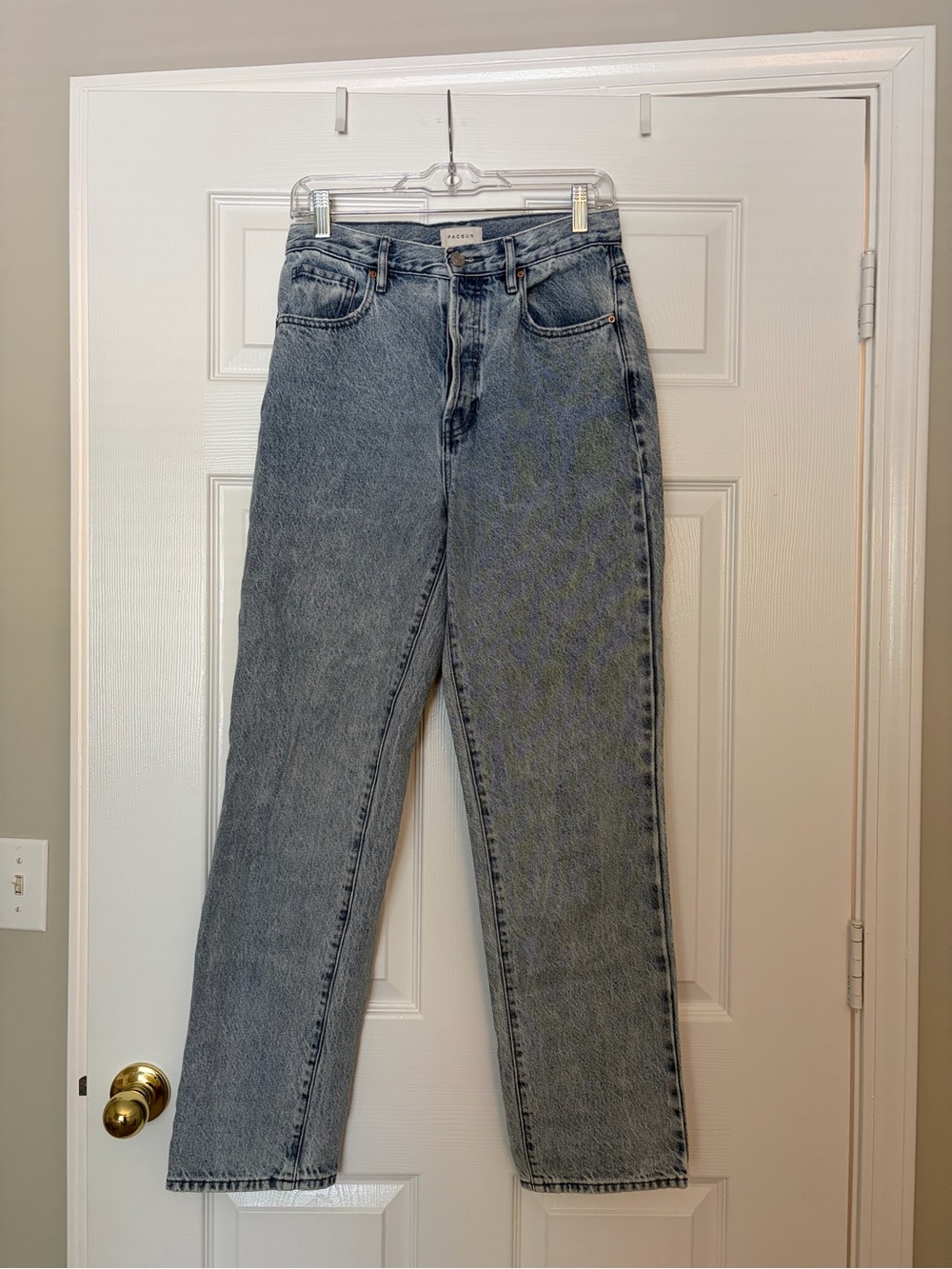 PacSun High-Rise Straight Leg Jeans in Washed Gray